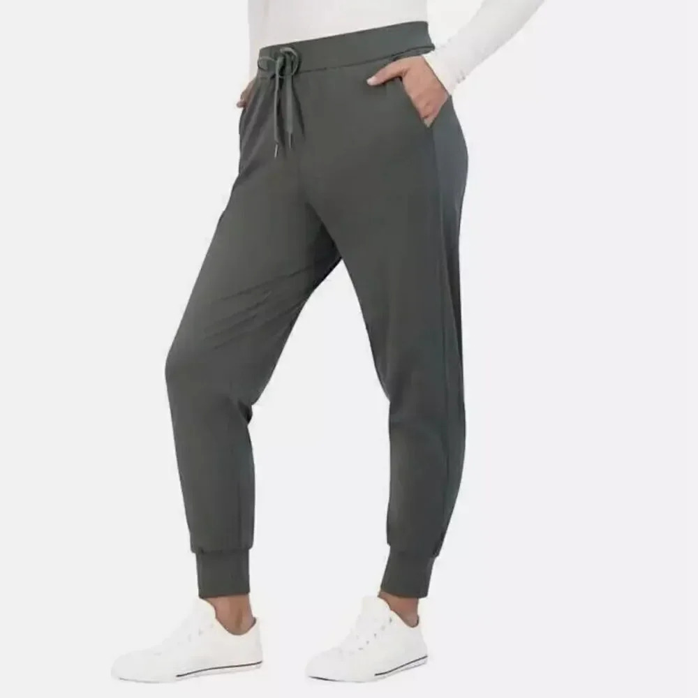 Sage Womens Nylon-Stretch, Drawstring, Cuffed-Leg Joggers w / Pockets